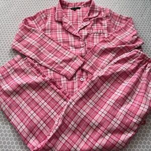 Just Love Pink and White Plaid Button-Front Pajama Set Size S